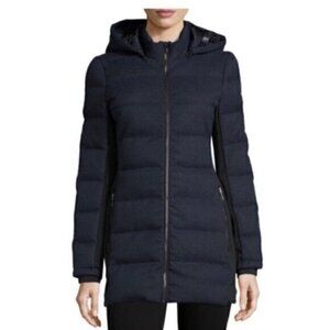 Zac Posen Fiona Jacquard Puffer Coat Blue/Black